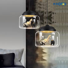 Luminária pendente de vidro, iluminação pingente modelo animal, espaço transparente, lâmpada criativa de vidro, café, quarto 2024 - compre barato