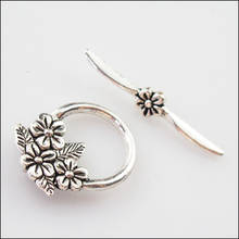 12 New Connectors Necklace Leaf Flower Round Circle Toggle Clasps Tibetan Silver 2024 - buy cheap