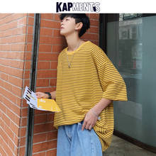 KAPMENTS Men Oversized Striped T Shirts 2022 Summer Cotton Mens Harajuku Japanese Streetwear T-shirts Male Korean Kpop Tops Tees 2024 - buy cheap