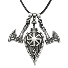 Viking Jewelry Sword Shield Odin Raven Wolf Axe Amulet Slavic Kolovrat Symbol Talisman Male Necklace Dropshipping 2024 - купить недорого