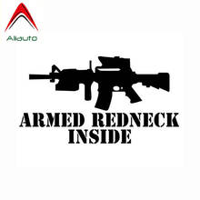 Aliauto Personality Caution Car Stickers AR-15 Gun Redneck Inside Armed Reminder Vinyl Waterproof Decal Black/silver,14cm*8cm 2024 - buy cheap