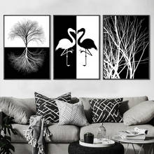 Impresión artística de pared de Árbol de Invierno, pintura en blanco y negro, imágenes decorativas de estilo escandinavo, decoración del hogar para sala de estar 2024 - compra barato