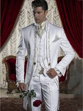 Classic White With Embroidery Groom Tuxedos Groomsmen Wedding Blazer Prom Suits Customize Size (Jacket+Pants+Vest) K:345 2024 - buy cheap