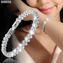 SHDEDE Women Rhinestone Cubic Zirconia Charm Bracelet Bangles Bride Wedding Fashion Jewelry Nice Gift Party Korean -WH34 2024 - buy cheap