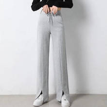 Women Flare Pants Vintage New Spring Elastic High Waist Sports Split Pants Casual Korean Street Lady Long Trousers 2024 - buy cheap