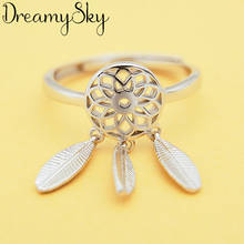 Женские кольца с кисточками DreamySky, большие антикварные кольца серебряного цвета с перьями, ювелирные изделия высокого качества 2024 - купить недорого