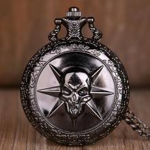 Hollow Vintage Bronze Skull Ghost Fire Quartz Pocket Watch Necklace Mens Fob Watch 2024 - buy cheap