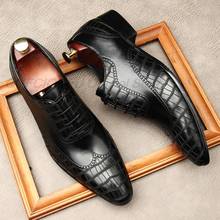 Туфли мужские из натуральной кожи, Классические свадебные туфли, на шнуровке, заостренный носок, оксфорды, для вечерние, черные 2022 - купить недорого