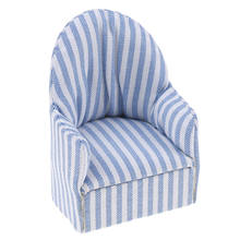 1:12 Scale Furniture Sofa Chair Living Room Navy Stripe Soft Queen Princess Sofa for Baby Girls Toys Dollhouse Miniature 2024 - buy cheap