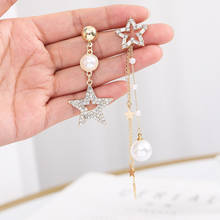 Exquisite Rhinestone Pearl Star Long Tassel Dangle Earrings Women Fashion Crystal Pendant Jewelry Gift 2024 - buy cheap