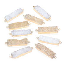 Conectores colgantes de piedra Natural de ágatas, barra rectangular de cristal, amuletos de eslabones de piedra para la fabricación de joyas, collar, pulsera, regalo 2024 - compra barato