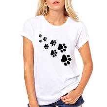 Summer Dog Paw Cute Lover Printed Cartoon T Shirt Women Casual White Tops Fashion T-Shirt Short Sleeve Graphic Tees Women 2024 - buy cheap