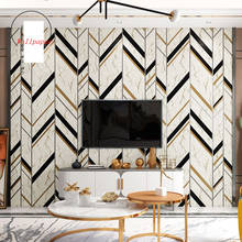 Papel de pared de fondo de TV para sala de estar, decoración de rayas geométricas, 3D, nórdico, no tejido, para dormitorio 2024 - compra barato