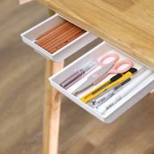 Sob gaveta de mesa organizador de mesa caixa de armazenamento de artigos diversos escondido mesa lápis bandeja organizador 2024 - compre barato
