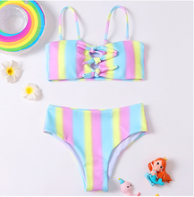 2021 New Girls Split Swimsuit With Two Piece Gradient Strip Swimsuit Sexy Split Swimsuit Girls Rainbow For Swimwear 5-12years 2024 - buy cheap