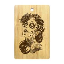 Tabla De cortar De madera con diseño personalizado De Día De Los muertos, retrato De chica con calavera De AZÚCAR rosa mexicana, tablero De madera para Cocina 2024 - compra barato