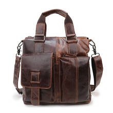Мужской вертикальный портфель из натуральной кожи в стиле ретро, сумка на плечо, мужской деловой портфель из натуральной кожи, сумка через плечо 2024 - купить недорого