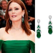 Godki brincos femininos de cristal verde, brincos para mulheres joias estilosas de luxo 2024 - compre barato