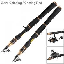 2.4m Carbon Fiber  Golden & Black Lure Fishing Rod Power M Ultra Short 8 Section Spinning / Casting Fishing Pole 2024 - buy cheap