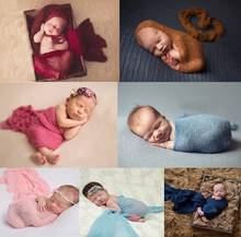 Реквизит для фотосъемки новорожденных, хлопковое растягивающееся одеяло для фотосессии новорожденных 2024 - купить недорого