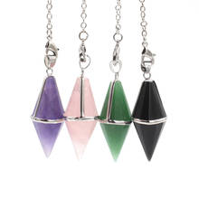 Seven Chakras Crystal Pyramid Cone Tree Life Pendant Reiki Natural Stone Pendulum Dowsing Wicca Pointed Pendule Amulet Jewelry 2024 - buy cheap