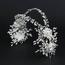 A69 Luxury Bridal Headband Handmade Rhinestone Headpieces Women Tiaras Alloy Flower Headpiece Silver Wedding Bride Headwear 2024 - buy cheap