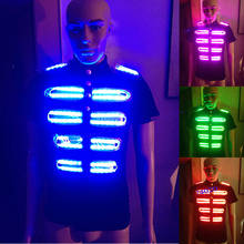 Traje iluminado para hombre, robot con luces LED de colores, luminoso, para dj, discotecas, fiestas, festivales, bailes de salón, ropa 2024 - compra barato