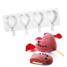 Food Grade Silicone Ice Cream Mold Creative 4-in-1 Love Heart Shape Mold Ice Tray Mould Dessert Mold Popsicle Mold Kitchen Tool 2024 - buy cheap