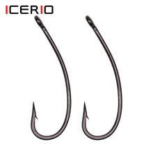 ICERIO 100pcs Long Shank Curved Kirbed Carp Fishing Hook Matt Black Turndown High Carbon Steel Barbed Rig Hooks 2024 - buy cheap