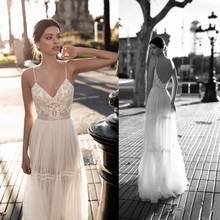 Berta A Line Summer Boho Wedding Dress for Beach Bride Gowns Lace Backless Bohemian 2021 Women Vestido de Casamento 2024 - buy cheap