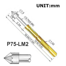 Pin de prueba de resorte de cabeza de corona de P75-LM2, 100 unids/paquete, 1,3mm, para prueba de placa Pcb 2024 - compra barato