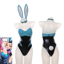 Conjunto de lencería de Anime para Halloween, traje de cuerpo Sexy con orejas de conejo, LOL KDA, Akali, Anime 2024 - compra barato