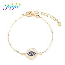 Juya Women Men Gold/Rose Gold Enamel Evil Eye Bracelets Micro Pave Blue Zircon Turkish Eye Charm Bracelet 2024 - buy cheap