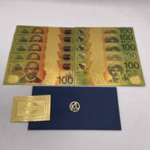 10pcs/set New Australia 100 Dollar Gold Banknote Plated Colorful Gold Foil Banknote Currency Collection 2024 - buy cheap