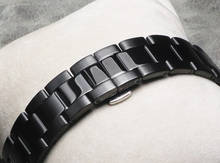 Pulseira de relógio de aço inoxidável 20mm, pulseira de alta qualidade, preto, lazer, metal, pulseira de relógio, borboleta, fivela, pulseira 2024 - compre barato