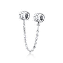 Beads fit for Pandora Bracelets Abstract Safety Chain  Charms 100% 925 Sterling Silver Jewelry Free Shipping 2024 - buy cheap