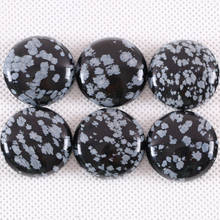 2Pcs/Lot 25MM Round CAB Cabochon Natural Stone Black Snowflake Obsidian No Drilled Hole Bead For Jewelry Making Bracelet Earring 2024 - buy cheap