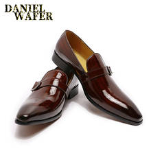 LUXURY FASHION LOAFERS FOR MEN DRESS SHOES HANDMADE MONK STRAP SLIP ON BROWN BLACK OFFICE WEDDING SHOES PATENT LEATHER SHOES MEN 2024 - buy cheap