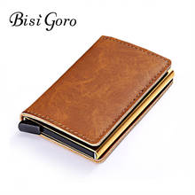 BISI GORO Business ID Credit Card Holder Wallet With RFID Vintage Card Case Automatic Money Cash Clip for Women & Men 2024 - buy cheap