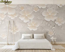 Beibehang papéis de parede decoração da sua casa personalizado 3d papel mural flor em relevo bege 3d estéreo tv fundo 2024 - compre barato