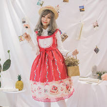 Japanese sweet lolita dress vintage lace bowknot high waist cute printing victorian dress kawaii girl gothic lolita jsk loli cos 2024 - buy cheap