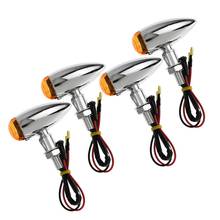 Alerta Indicador Sinais de volta da motocicleta Universal Luz Cromo 4pcs Para Harley Road King Softail Bobber Chopper Para Yamaha 2024 - compre barato