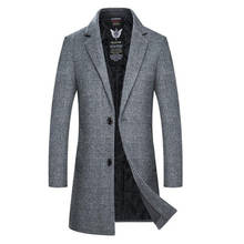 Gabardina de lana de longitud media para hombre, chaqueta gruesa de mezcla de lana, color gris, otoño e invierno, novedad 2024 - compra barato