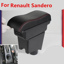 For Renault Sandero Armrest box central Store content Sandero armrest box with cup holder ashtray with USB interface 2024 - buy cheap