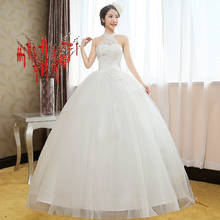Свадебное платье LAMYA с лямкой на шее, новинка 2020, корейский стиль, новинка, платье невесты с лямкой на шее и бабочкой, стиль до пола, бальное платье большого размера, платья невесты 2024 - купить недорого