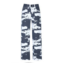 Джинсы мужские прямые свободного покроя, винтажные повседневные брюки из денима в стиле хип-хоп, средняя посадка, с принтом тай-дай, всесезонные 2024 - купить недорого