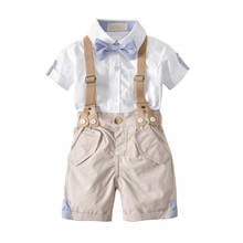 Conjunto de roupas para crianças, 2 peças, bebês, meninos, camisetas + shorts, conjunto de cavalheiro 2024 - compre barato