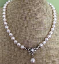 elegant 9-10mm south sea round whtie pearl necklace 18inch 925s KKK 2024 - buy cheap