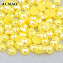JUNO 2 4 6 8 10 12 14mm Citrine AB Pearls Beads Half Round Beads Flat Back Stickers Crystal Stones Strass Jewelry Accessory 2024 - buy cheap