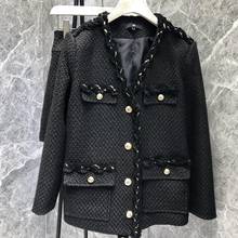 Jaqueta de tweed jaqueta feminina casaco de lã das senhoras casaco tecer 2024 - compre barato